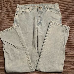 Light washed 36x34 Wrangler jeans.